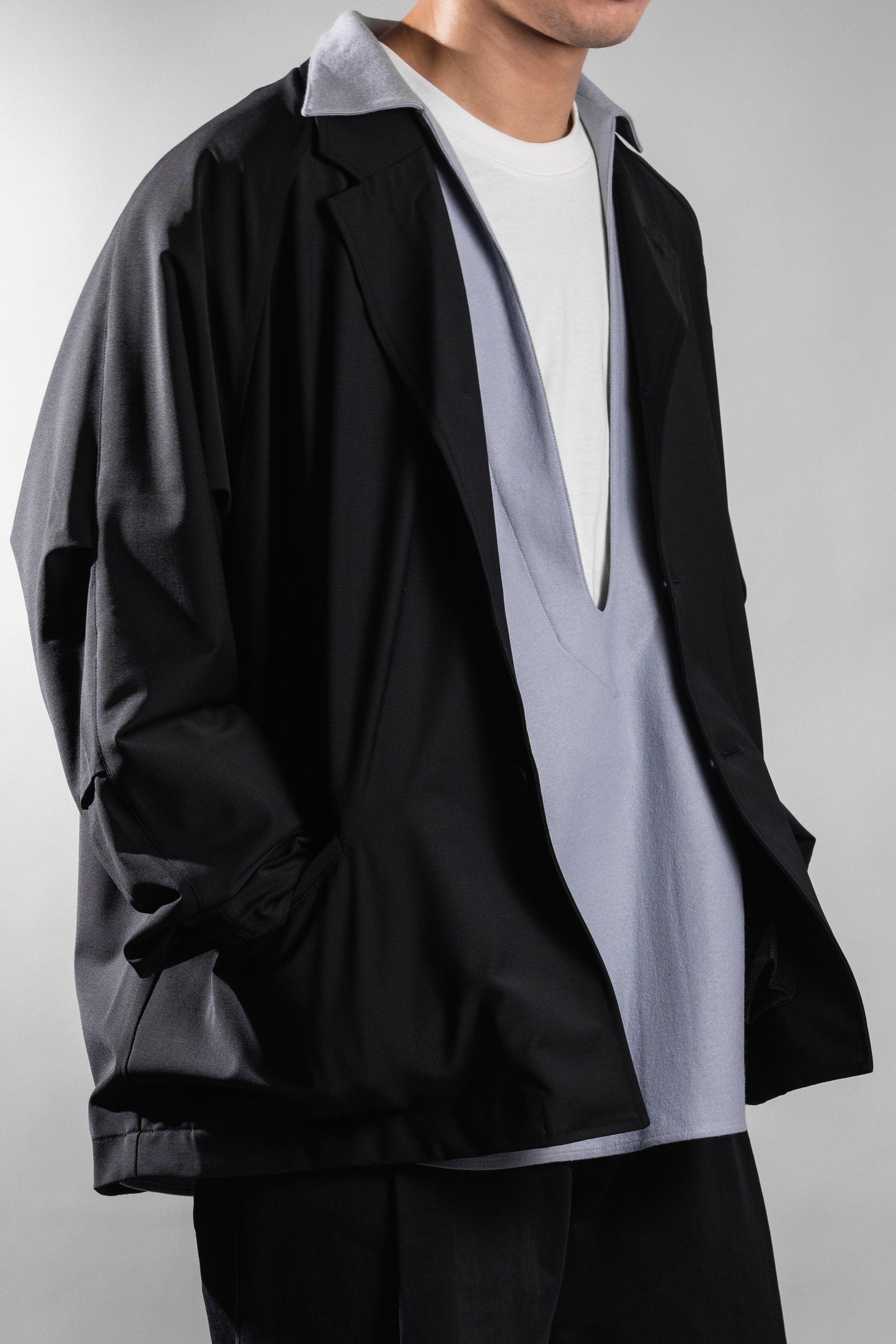 【20% OFF】 KANEMASA PHIL. 2024AW|36G Ideal Wool Varruse Shirt (BLUE GRAY) - IKKOKU SHOP