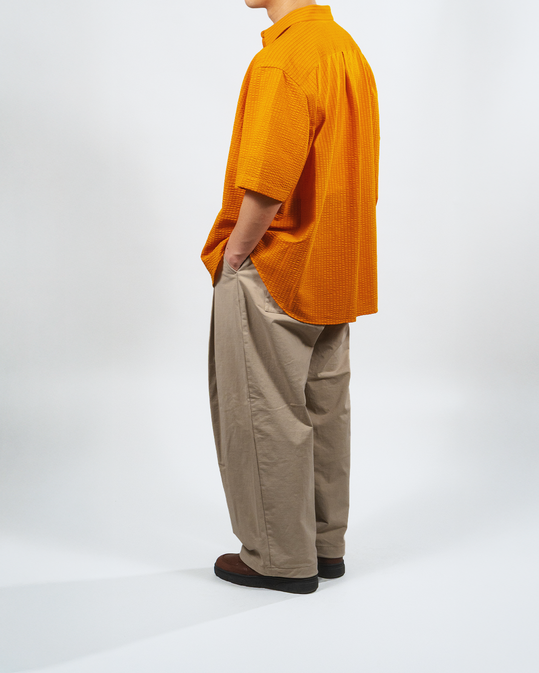 【Last 1】KANEMASA PHIL. 2025SS|36G Linen Sucker Atmosphere S/S Shirt (ORANGE)