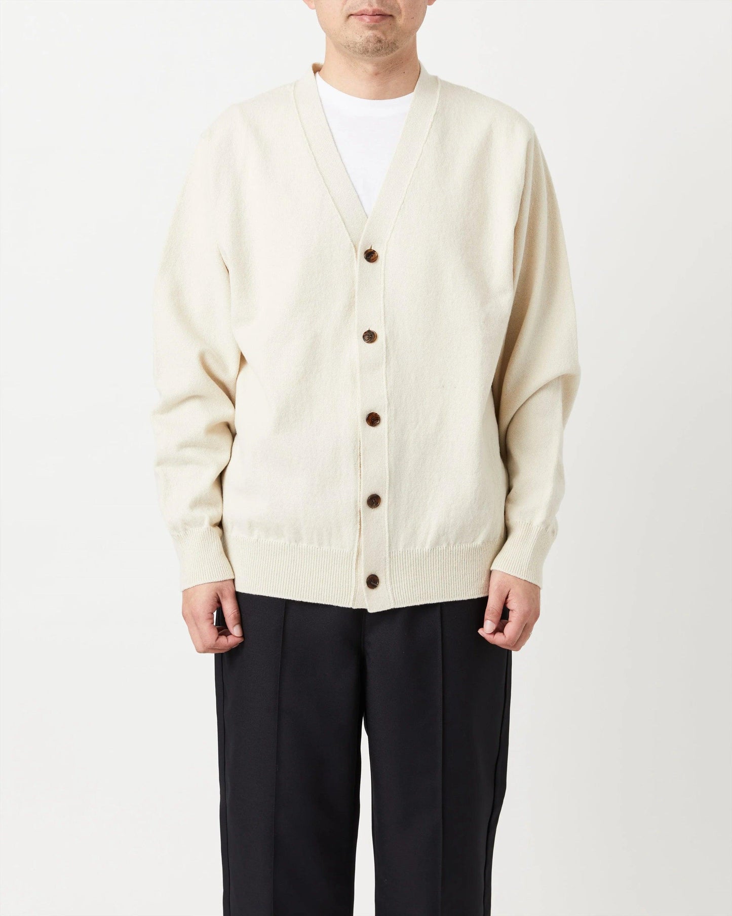 Yonetomi|RIGID CASHMERE SWEATER Cardigan (RAW) - IKKOKU SHOP