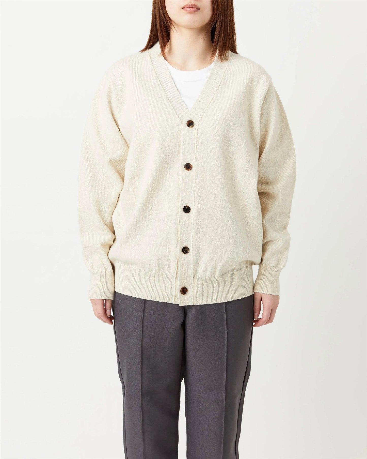 Yonetomi|RIGID CASHMERE SWEATER Cardigan (RAW) - IKKOKU SHOP