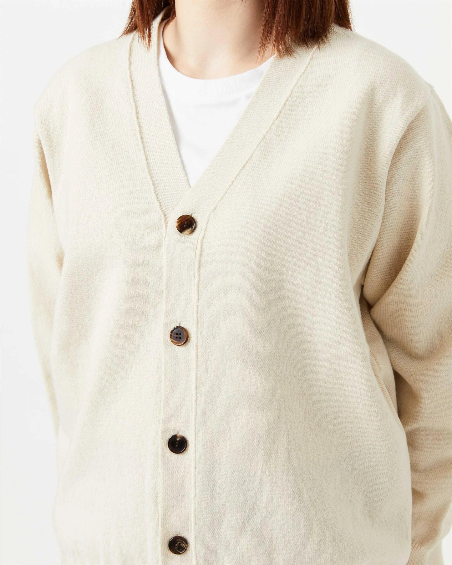 Yonetomi|RIGID CASHMERE SWEATER Cardigan (RAW) - IKKOKU SHOP