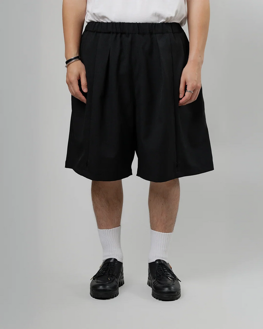 UNTRACE|_263 KNEE SHORTS (BLACK / DARK BROWN)