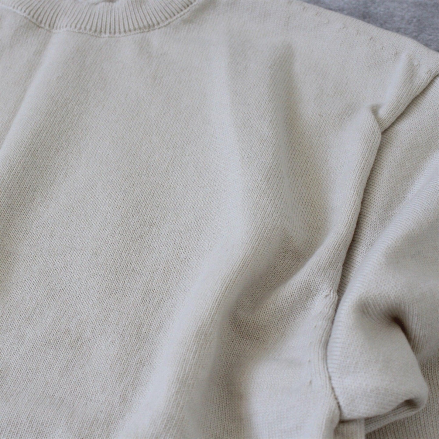 Yonetomi|RIGID CASHMERE SWEATER Crew Neck Pullover (RAW) - IKKOKU SHOP