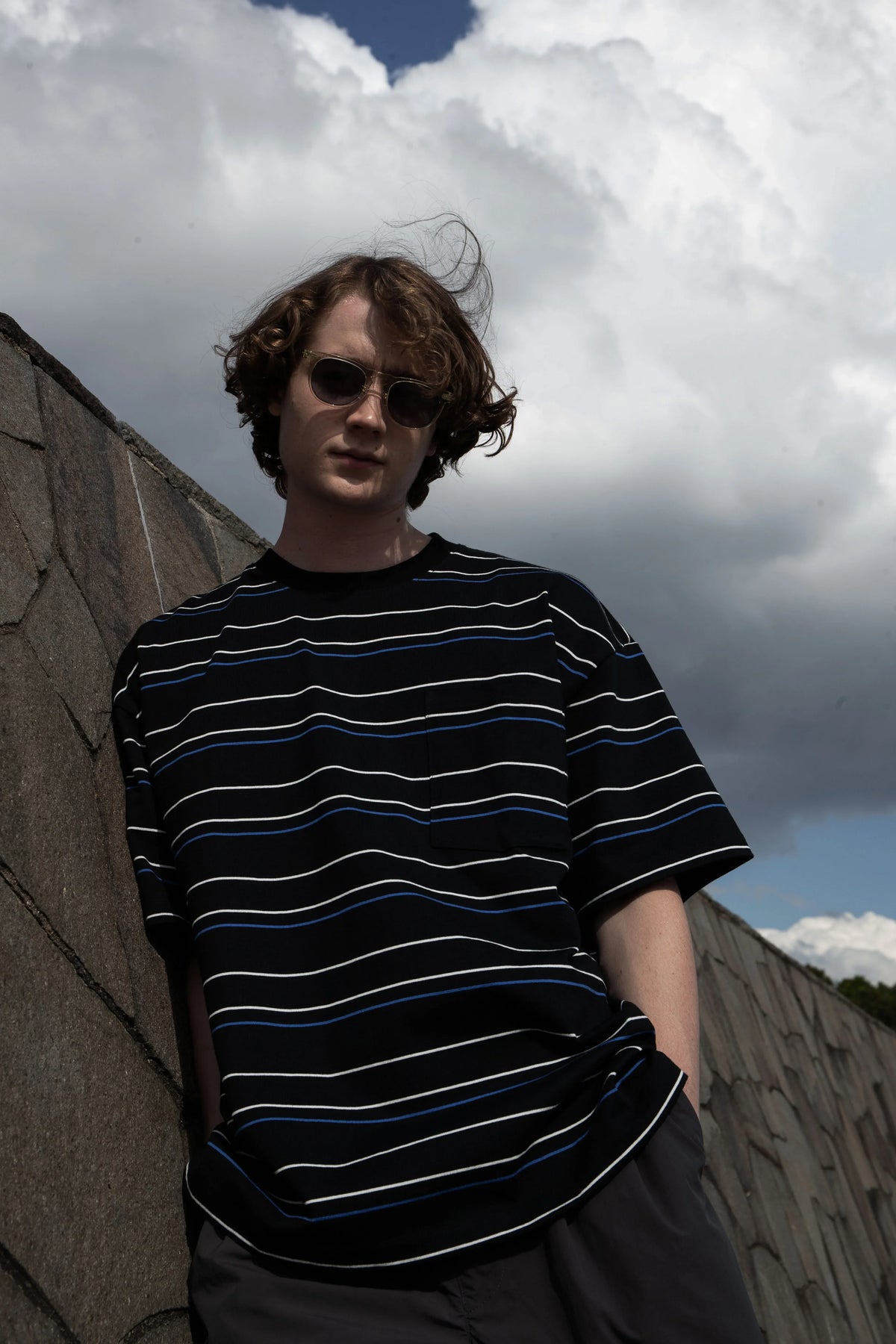 wonderland|Stripe T-shirts (BLACK)