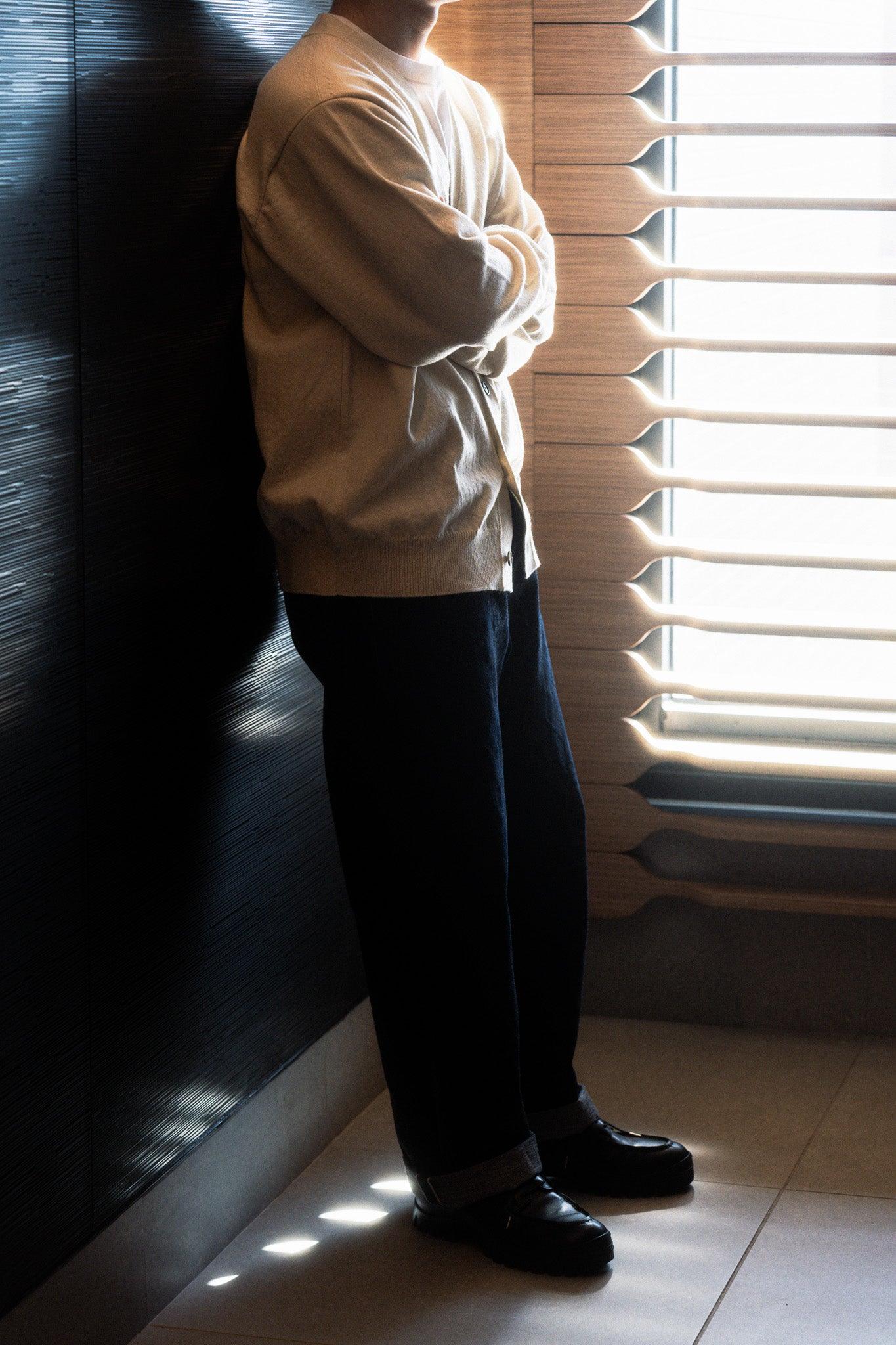 Yonetomi|RIGID CASHMERE SWEATER Cardigan (RAW) - IKKOKU SHOP