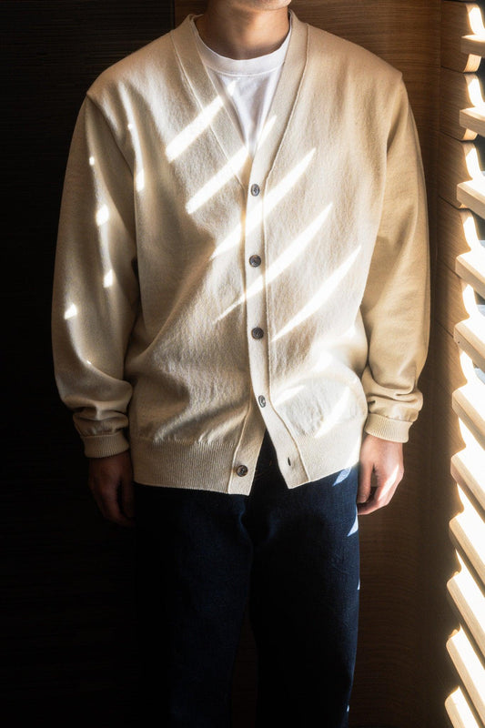 Yonetomi|RIGID CASHMERE SWEATER Cardigan (RAW) - IKKOKU SHOP