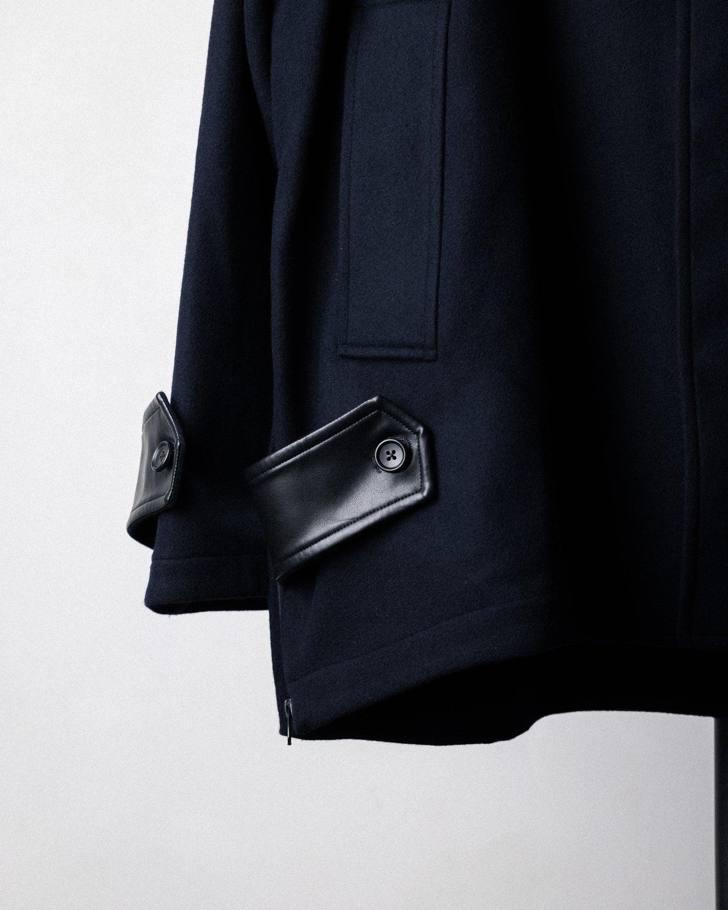【15% OFF】 UNTRACE 2024AW|LAMBS WOOL MELTON TRENCH JACKET (DARK NAVY) - IKKOKU SHOP