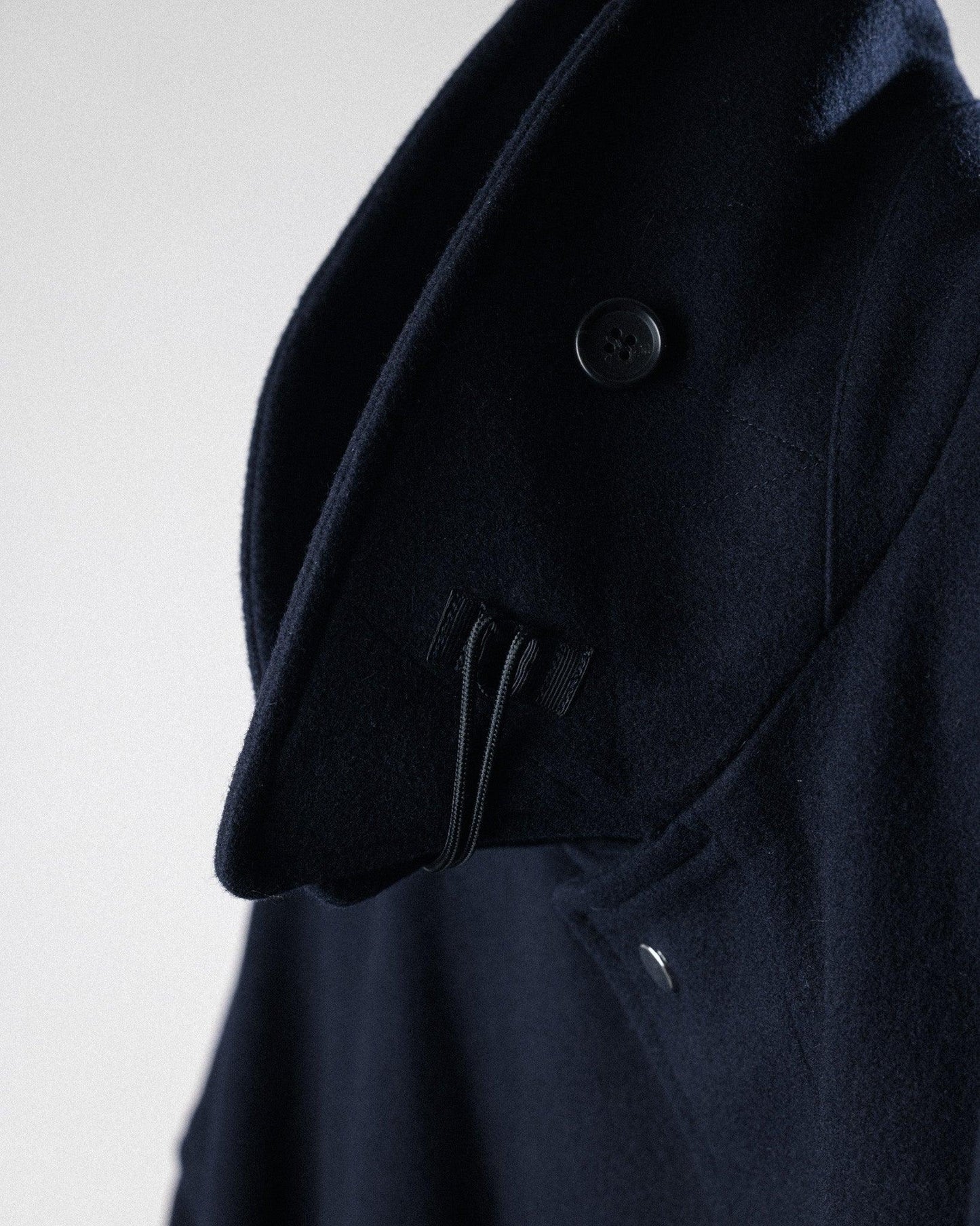 【15% OFF】 UNTRACE 2024AW|LAMBS WOOL MELTON TRENCH JACKET (DARK NAVY) - IKKOKU SHOP