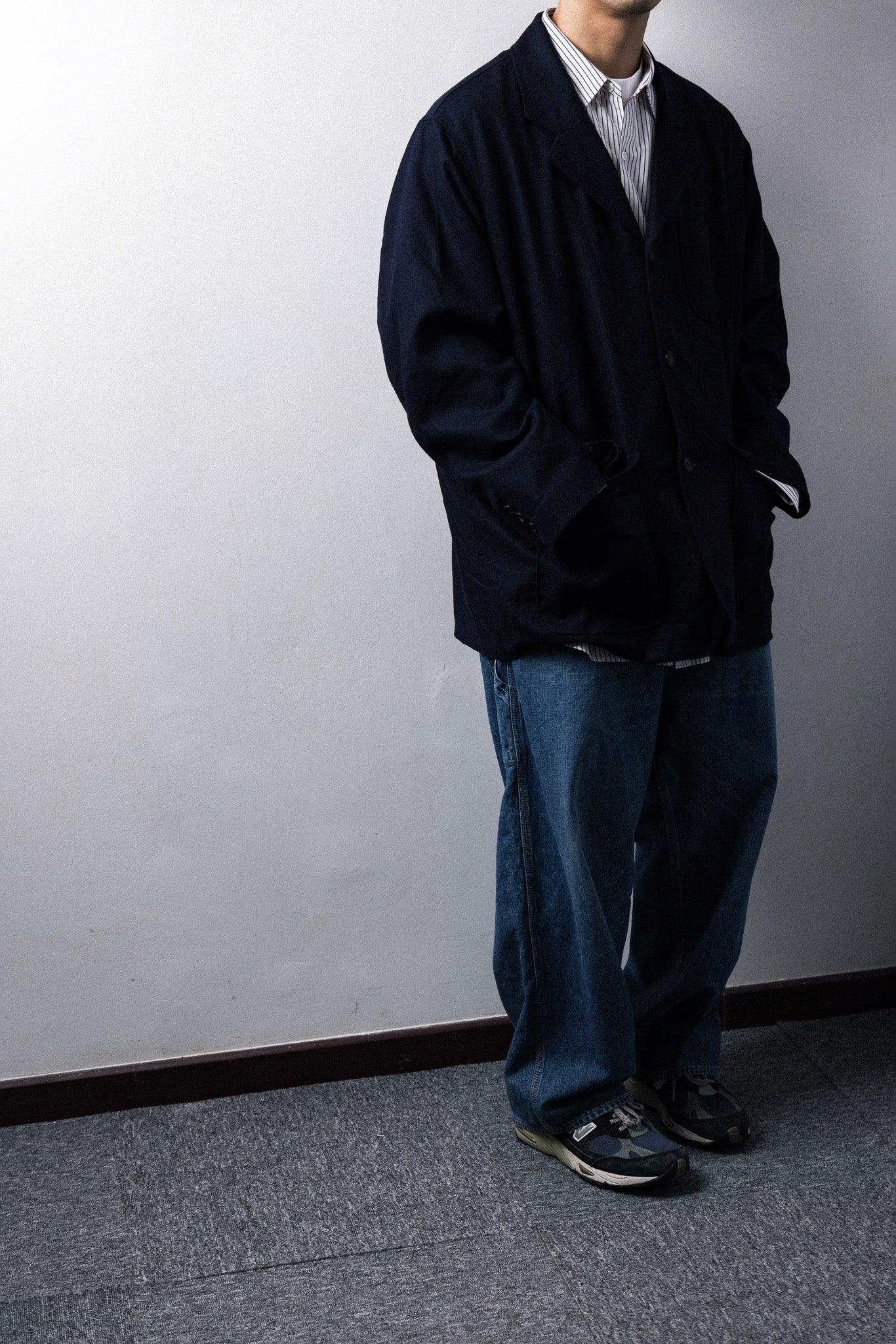 【20% OFF】UNTRACE 2024AW|WOOL SAXONY POSTMAN JACKET (DARK NAVY) - IKKOKU SHOP