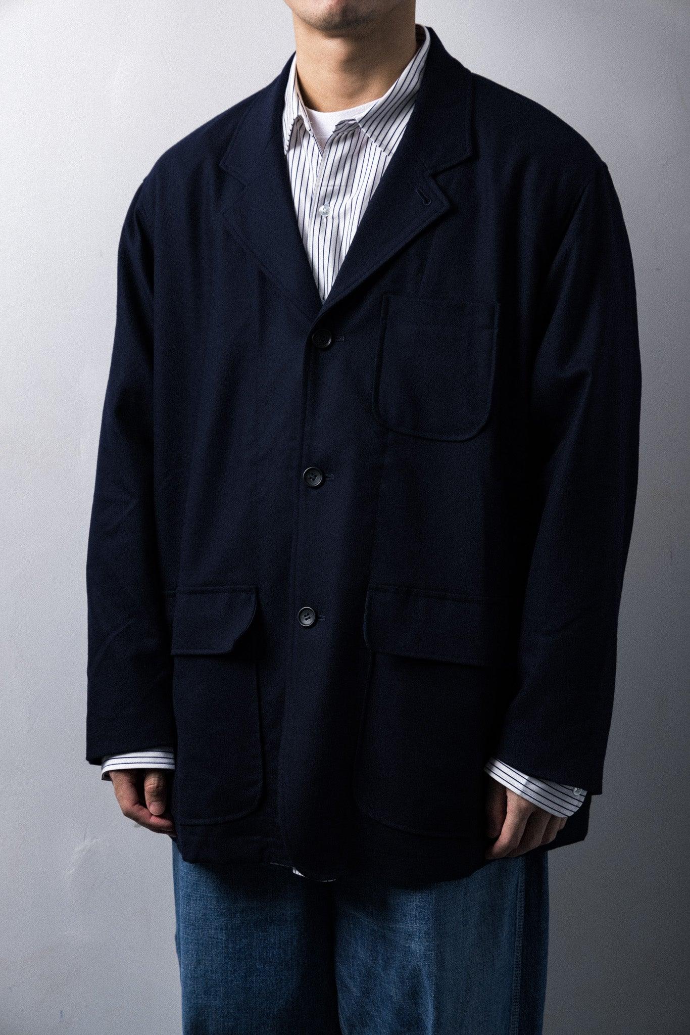 【20% OFF】UNTRACE 2024AW|WOOL SAXONY POSTMAN JACKET (DARK NAVY) - IKKOKU SHOP