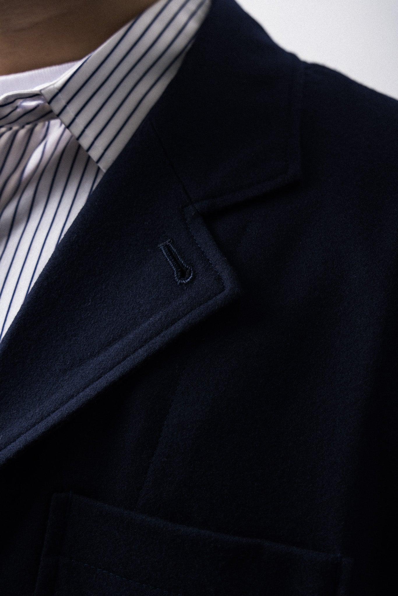 【20% OFF】UNTRACE 2024AW|WOOL SAXONY POSTMAN JACKET (DARK NAVY) - IKKOKU SHOP