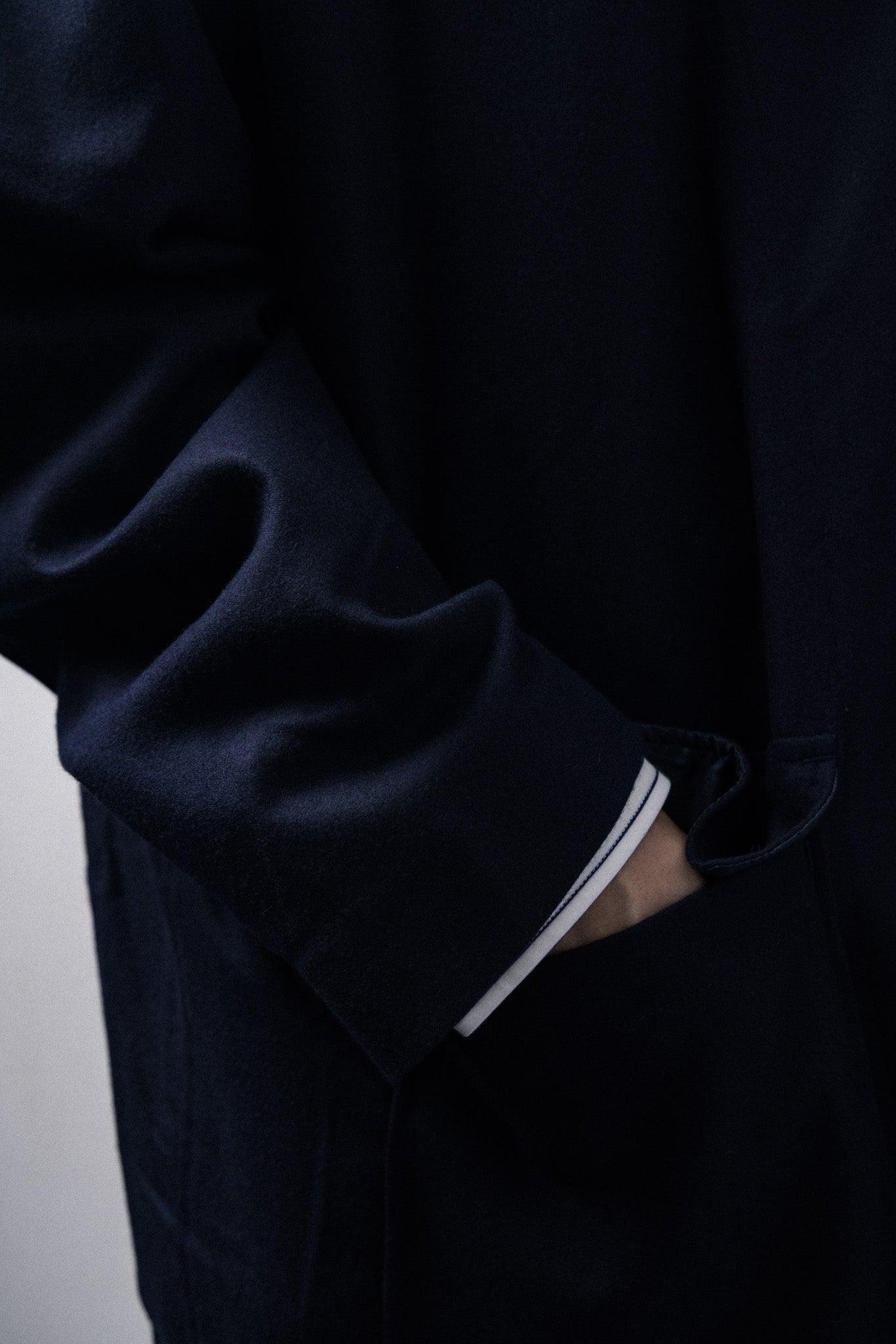 【20% OFF】UNTRACE 2024AW|WOOL SAXONY POSTMAN JACKET (DARK NAVY) - IKKOKU SHOP