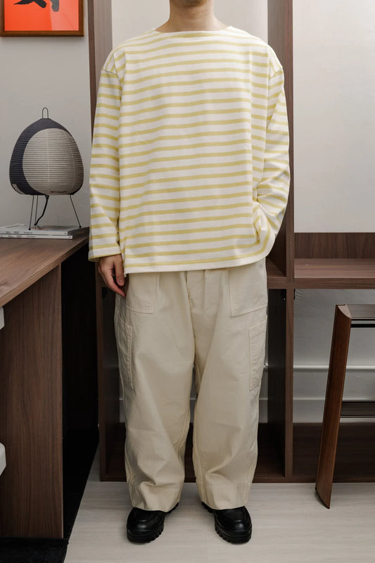 tsuzuli|BSQ BOAT NECK LONG SLEEVE (WHITE/YELLOW)