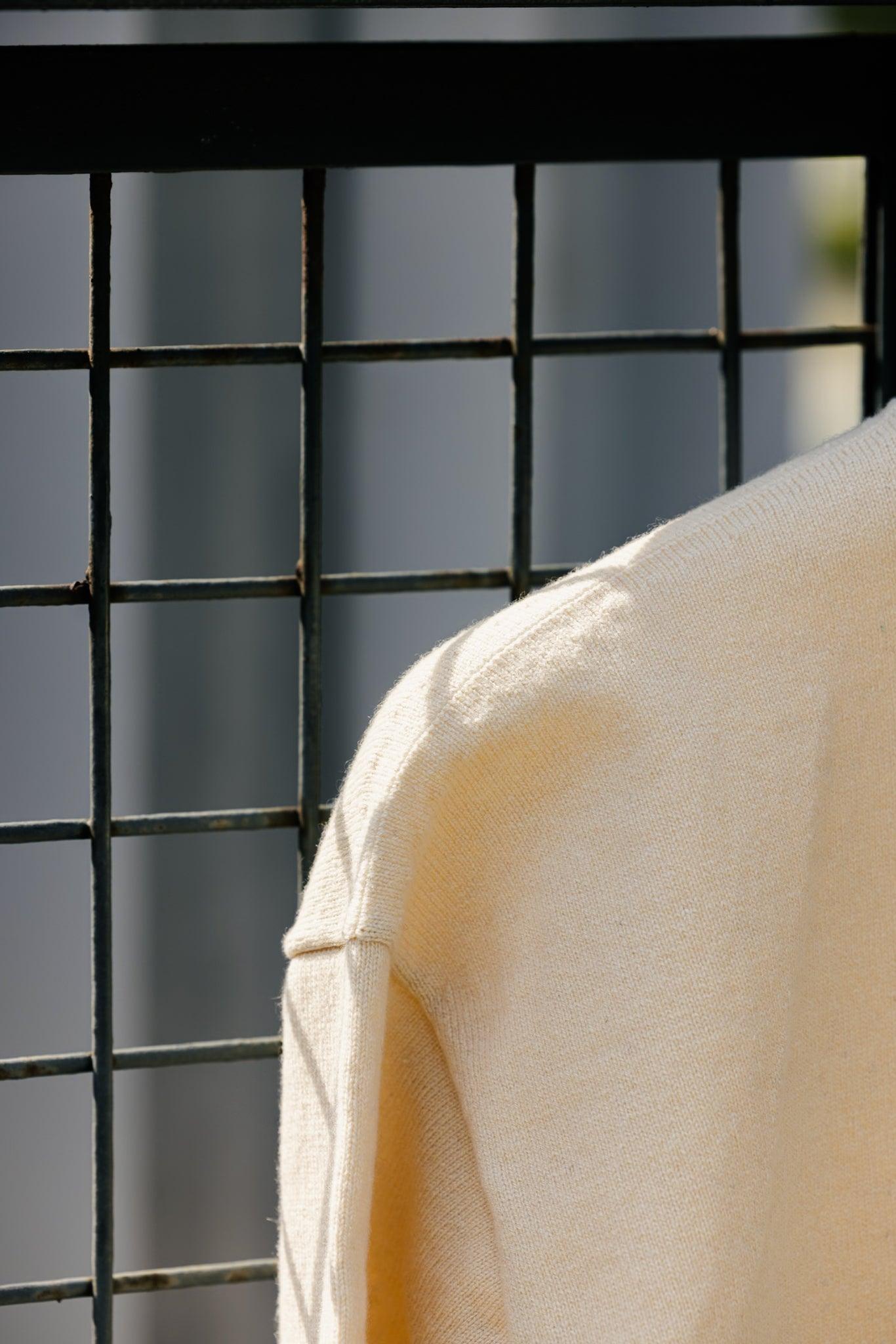Yonetomi|RIGID CASHMERE SWEATER Crew Neck Pullover (RAW) - IKKOKU SHOP