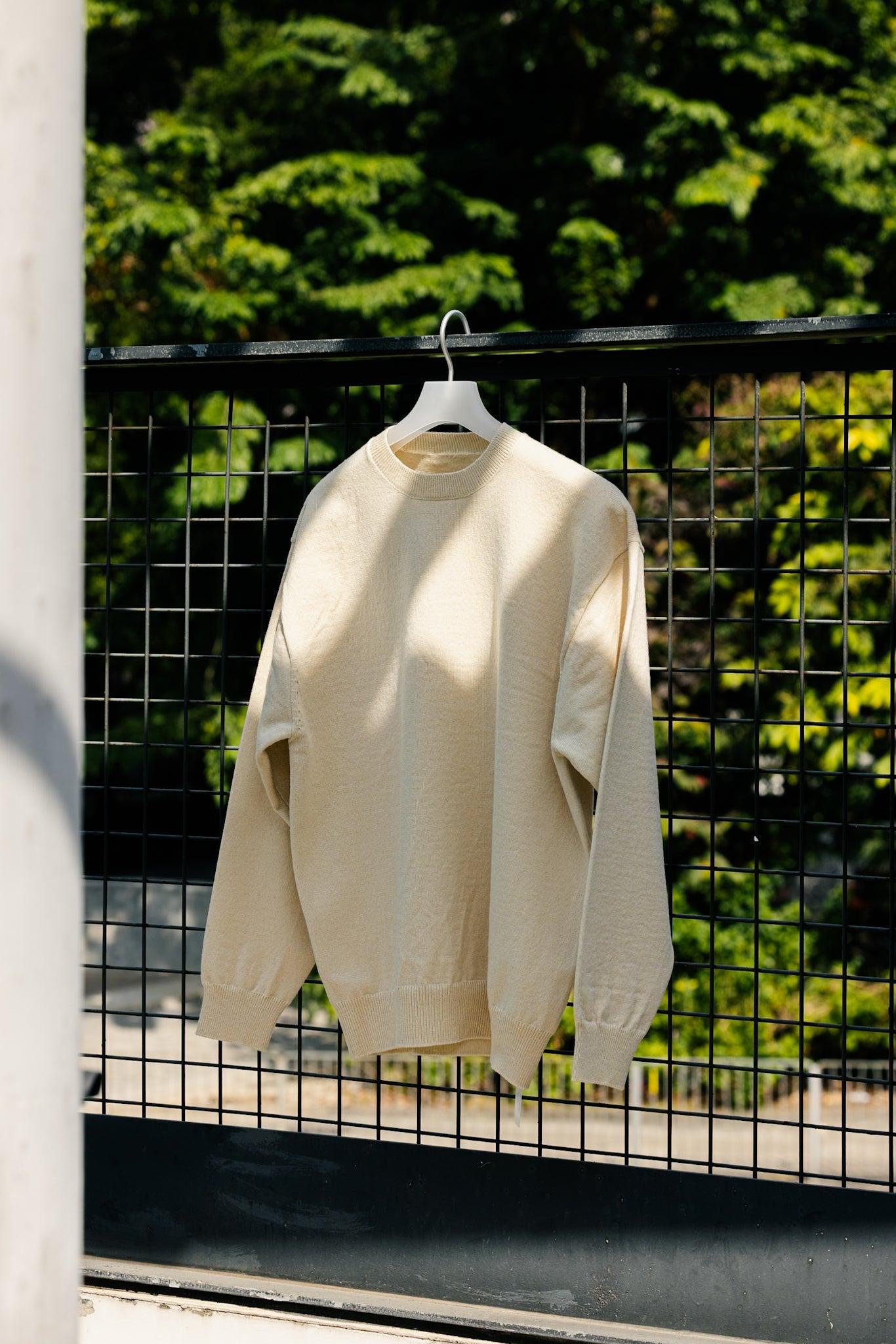 Yonetomi|RIGID CASHMERE SWEATER Crew Neck Pullover (RAW) - IKKOKU SHOP