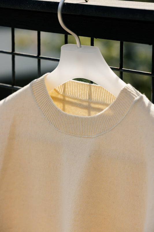 Yonetomi|RIGID CASHMERE SWEATER Crew Neck Pullover (RAW) - IKKOKU SHOP