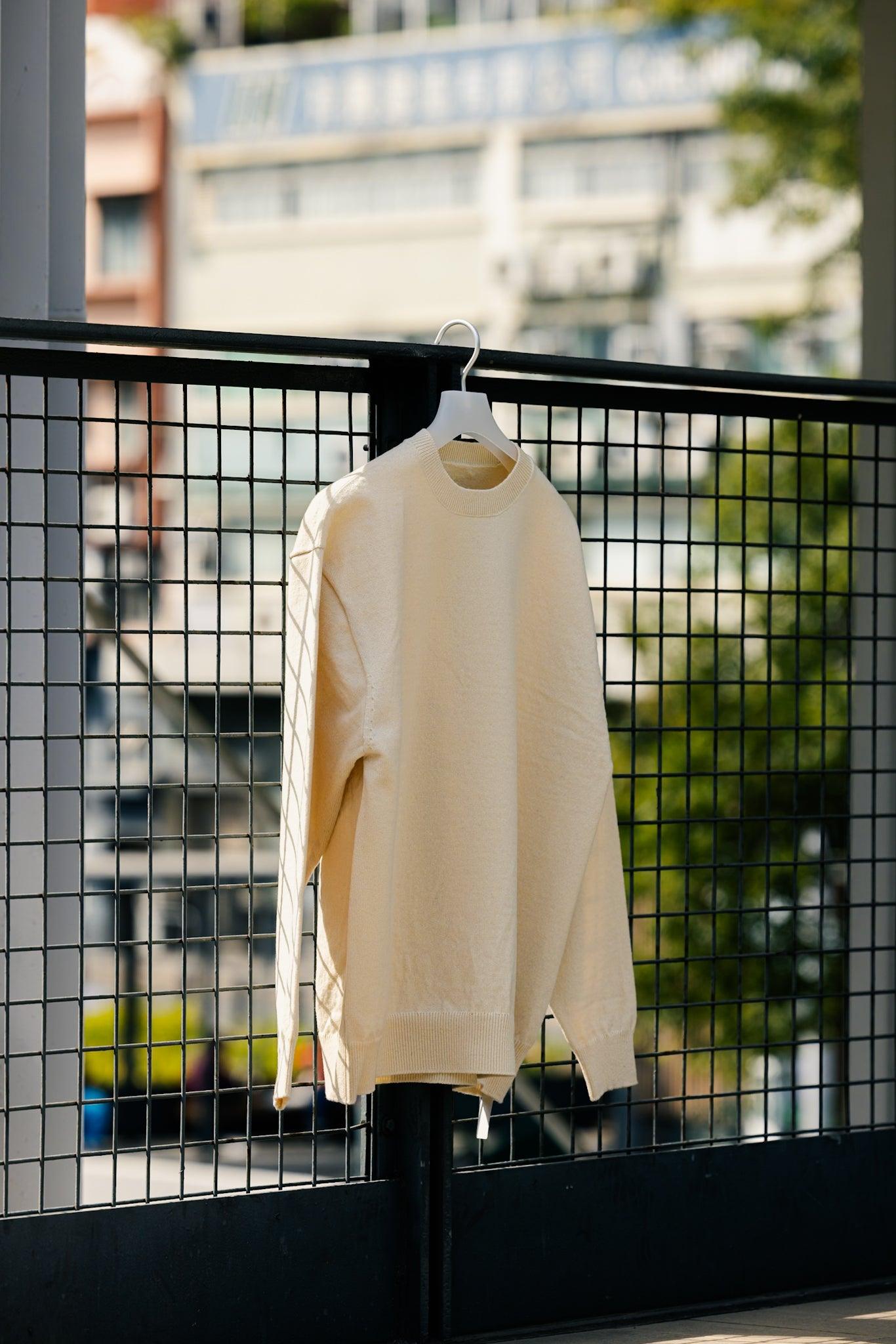 Yonetomi|RIGID CASHMERE SWEATER Crew Neck Pullover (RAW) - IKKOKU SHOP