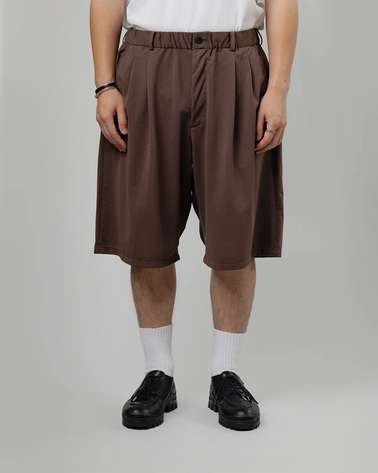 【Last 1】KANEMASA PHIL.|36G Nylon Tuck Easy Shorts (BROWN DYE)