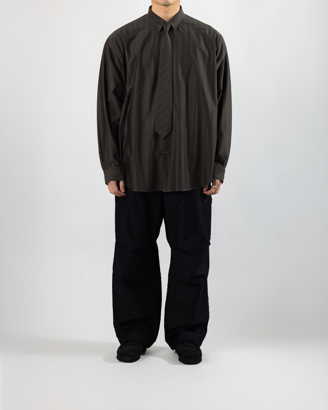 KANEMASA PHIL. 2025AW|46G Atmosphere Stripe Shirt (GREY)