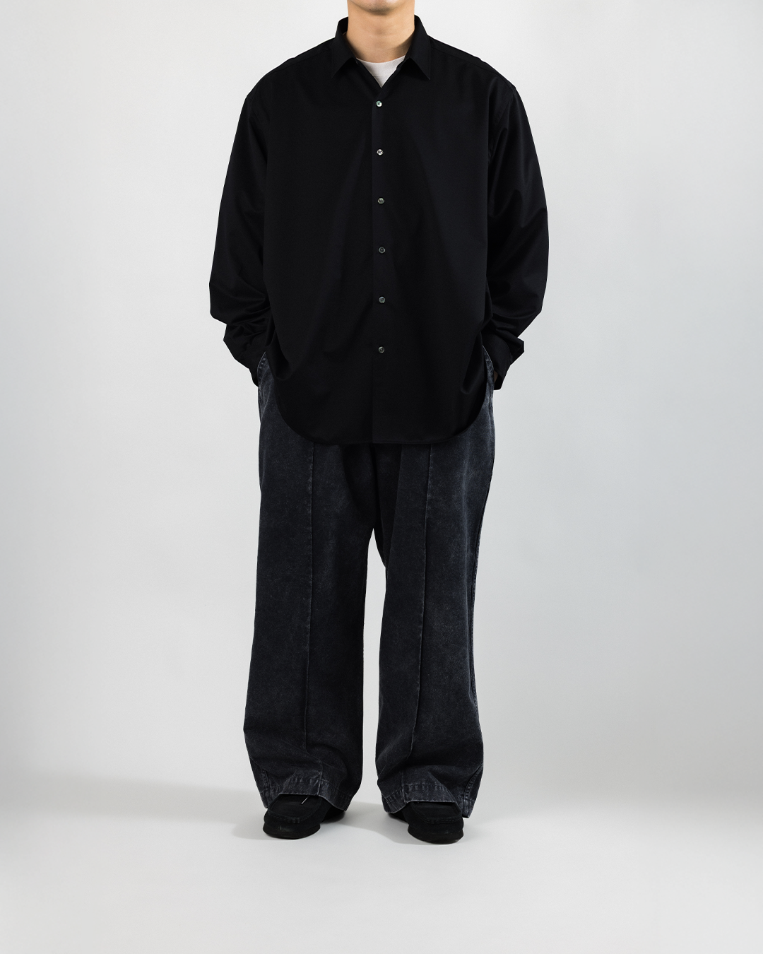 【Last 1】KANEMASA PHIL. 2025AW|46G Atmosphere Shirt (BLACK)
