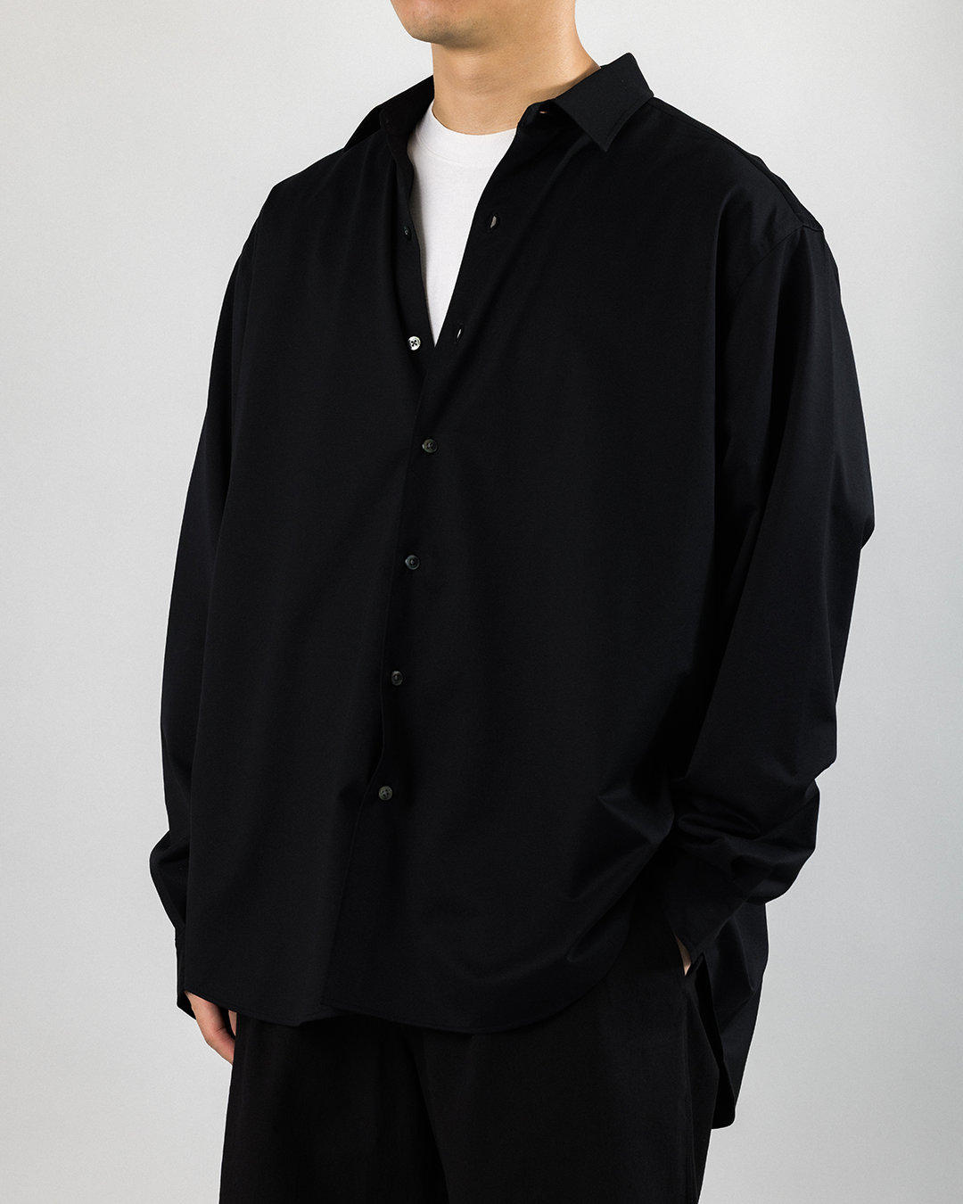 【Last 1】KANEMASA PHIL. 2025AW|46G Atmosphere Shirt (BLACK)