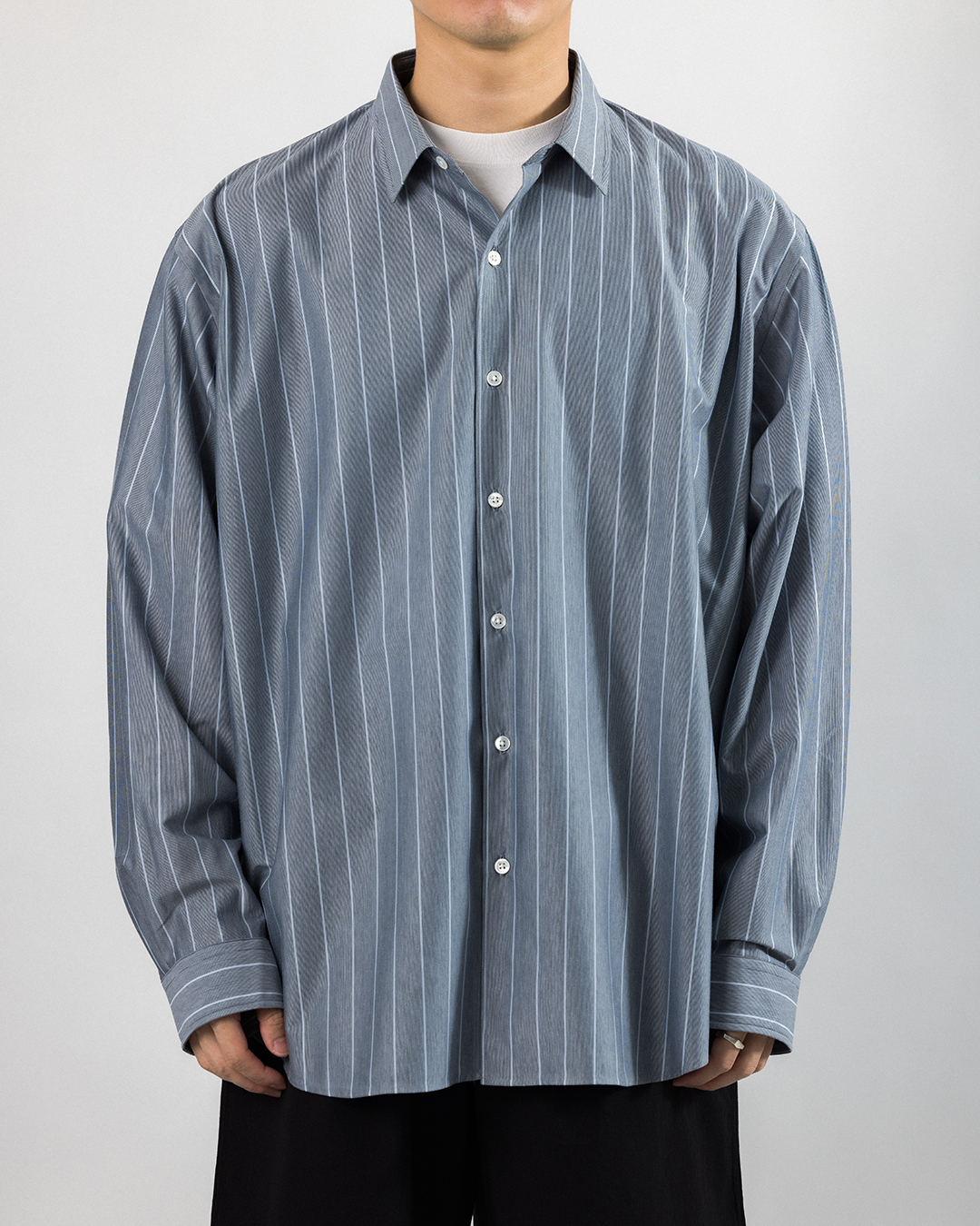 KANEMASA PHIL. 2025AW|46G Atmosphere Stripe Shirt (BLUE)
