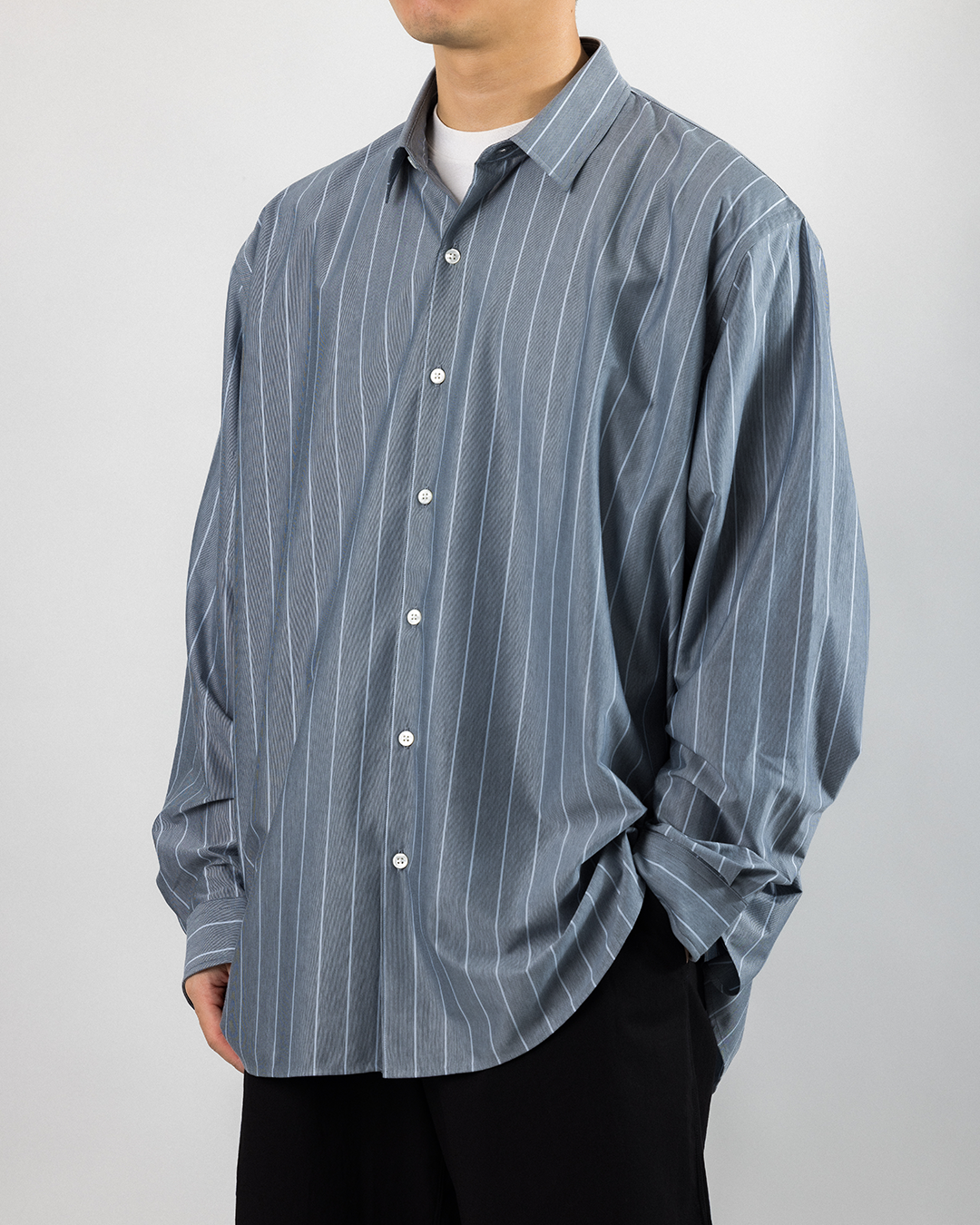 KANEMASA PHIL. 2025AW|46G Atmosphere Stripe Shirt (BLUE)