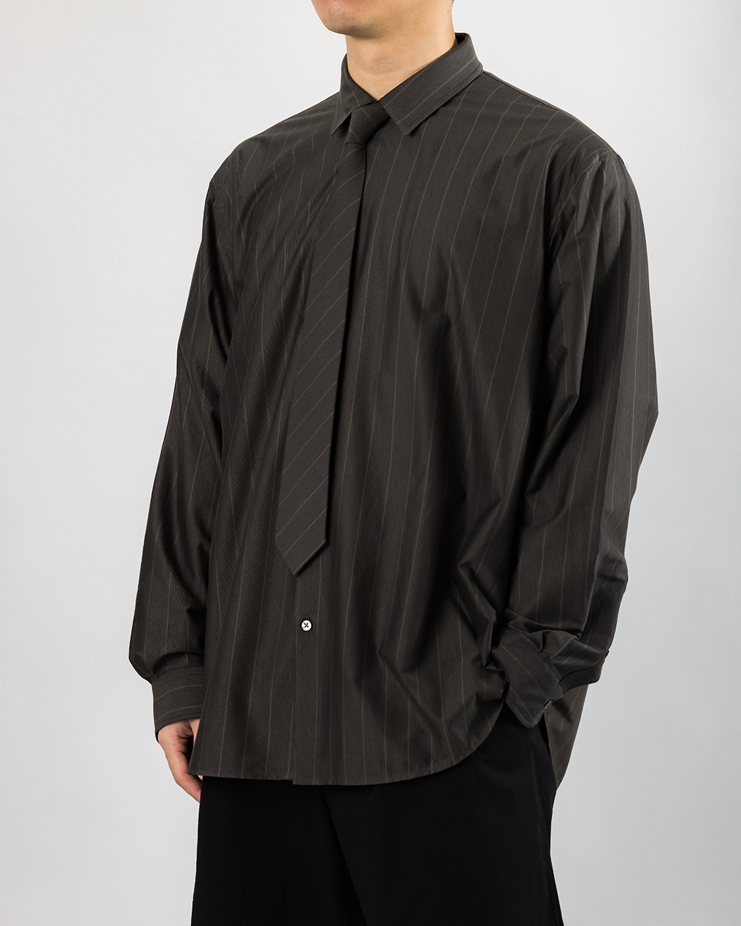 KANEMASA PHIL. 2025AW|46G Atmosphere Stripe Shirt (GREY)