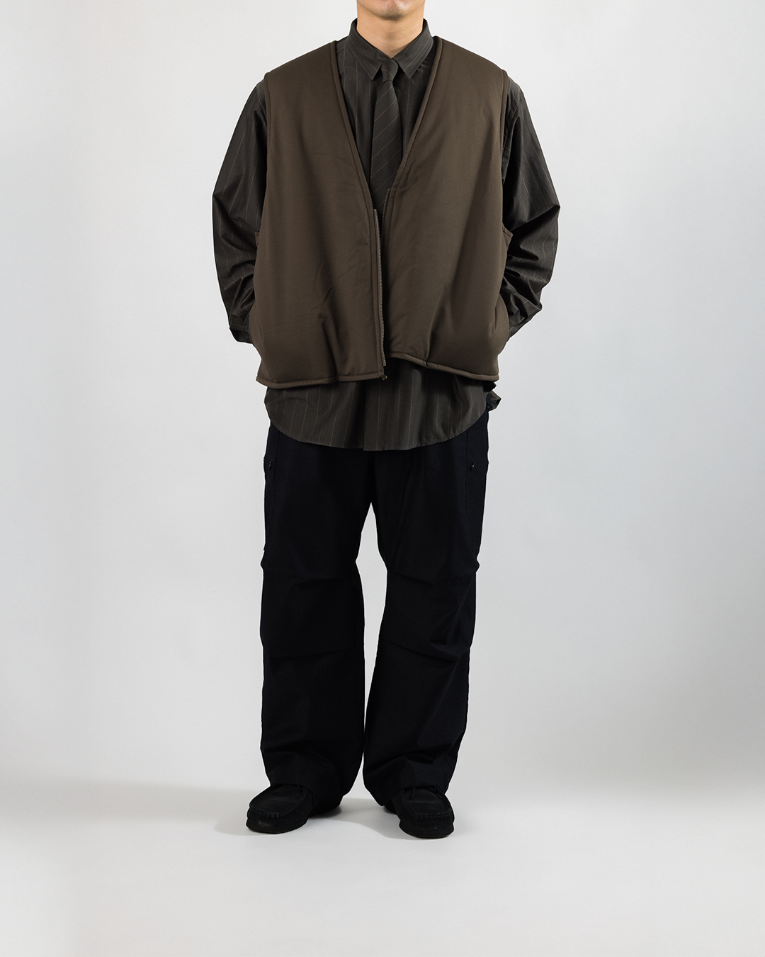 KANEMASA PHIL. 2025AW|46G Reversible Vest (BROWN x GREY)