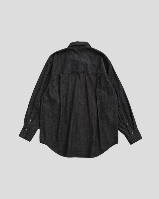 Schuray.|Slab Denim Button-Down Shirt (BLACK)