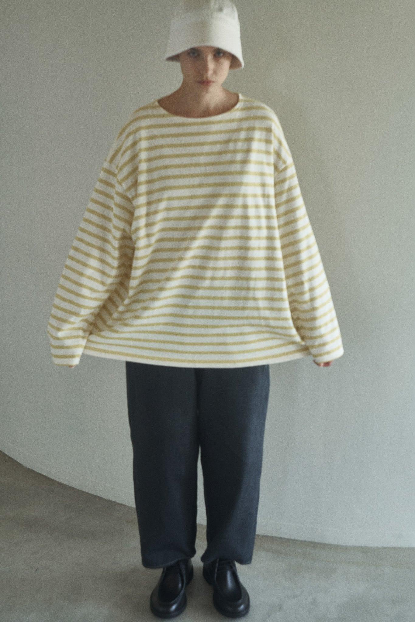 tsuzuli|BSQ BOAT NECK LONG SLEEVE (WHITE/YELLOW) - IKKOKU SHOP