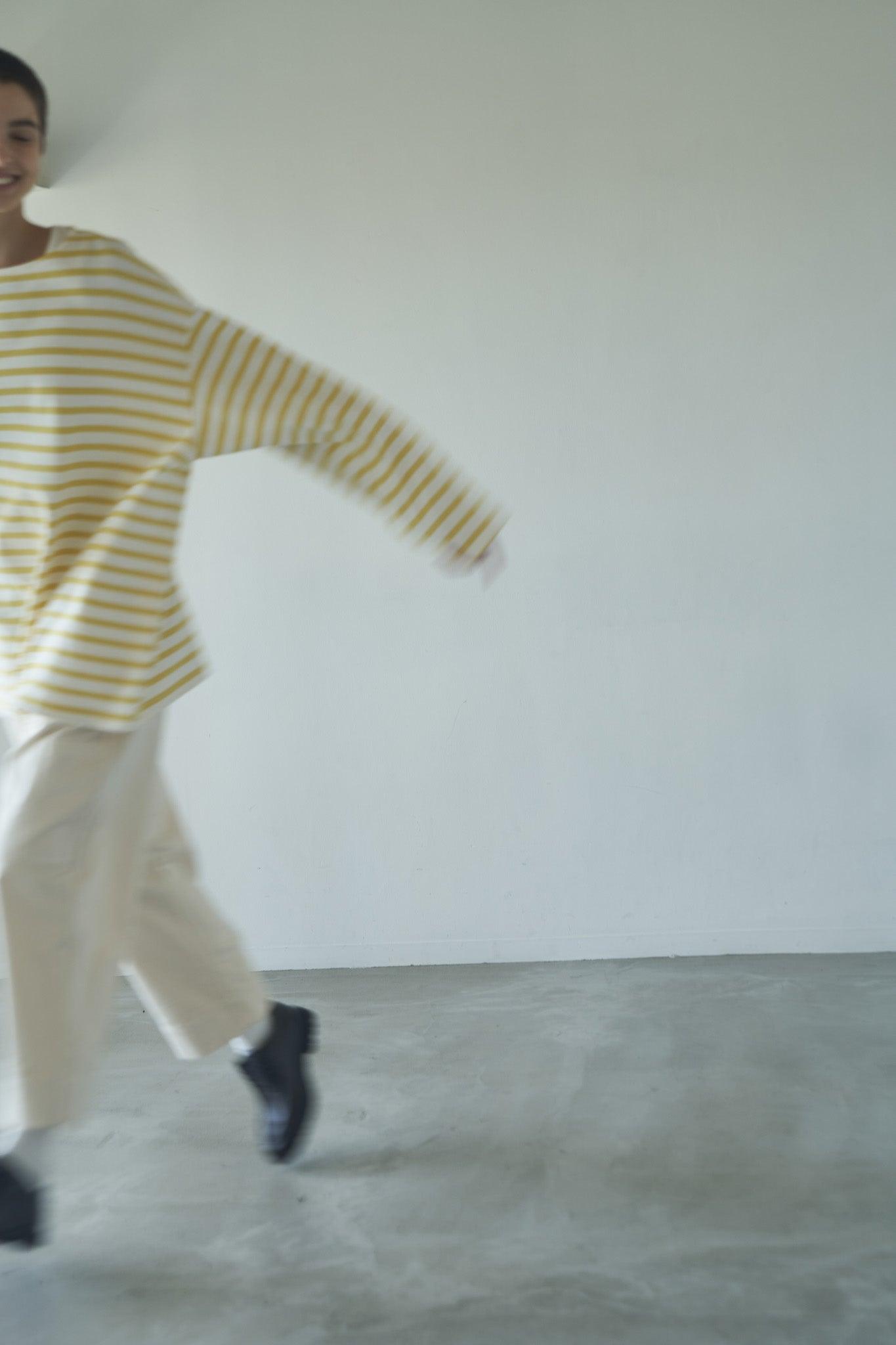 tsuzuli|BSQ BOAT NECK LONG SLEEVE (WHITE/YELLOW) - IKKOKU SHOP