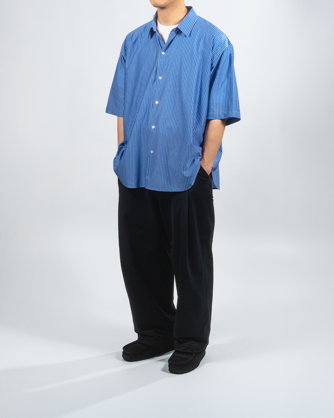 【Last 1】KANEMASA PHIL. 2025SS｜46G Atmosphere Stripe S/S Shirt (PS BLUE)