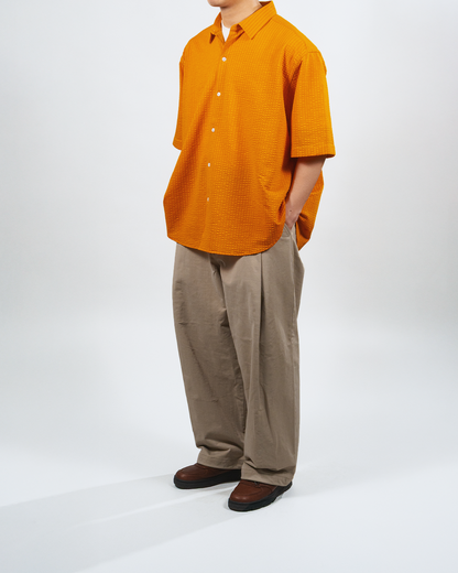 【Last 1】KANEMASA PHIL. 2025SS｜36G Linen Sucker Atmosphere S/S Shirt (ORANGE)
