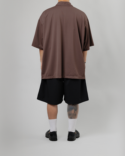 UNTRACE｜_263 KNEE SHORTS (BLACK / DARK BROWN)