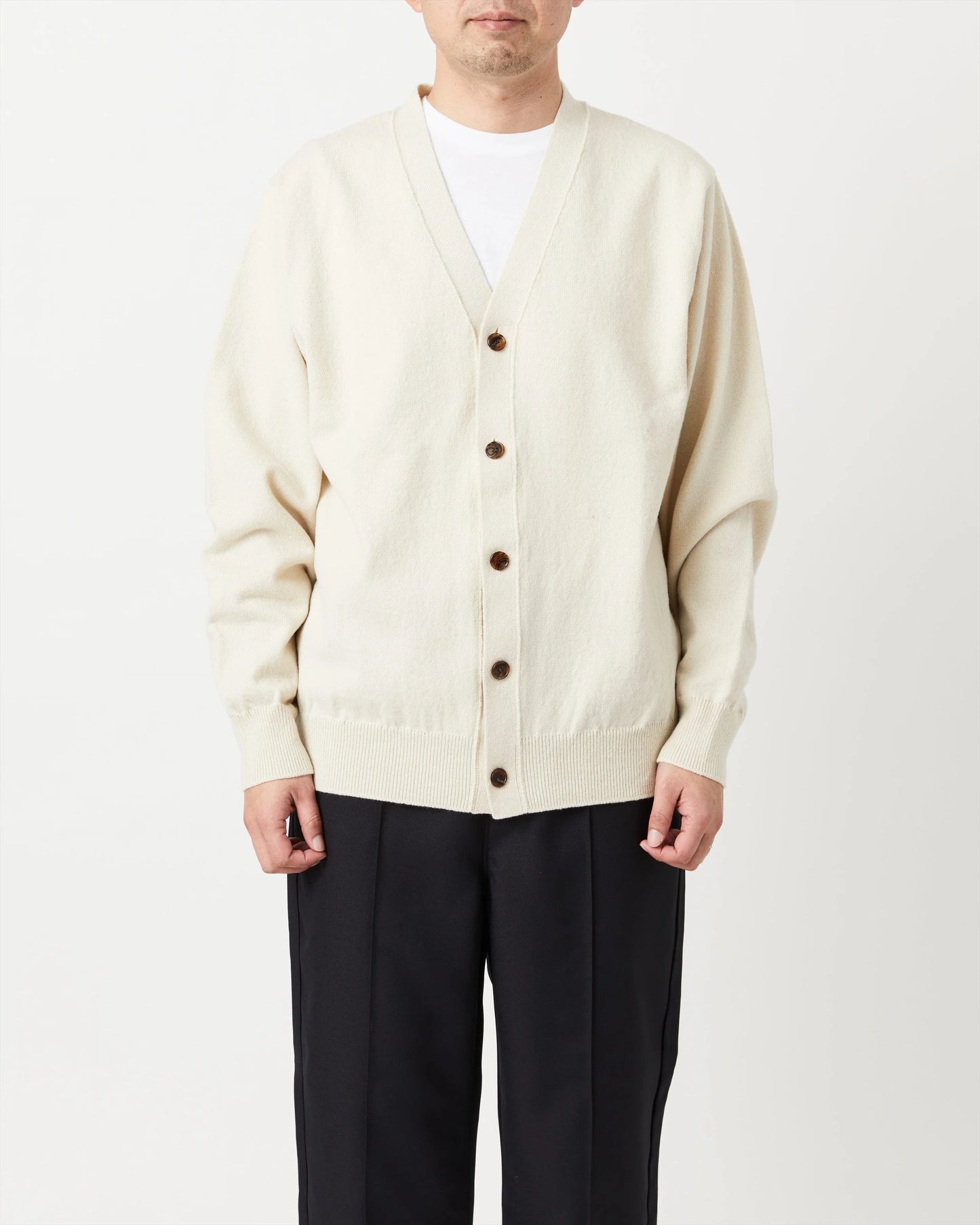 YONETOMI｜RIGID CASHMERE SWEATER Cardigan (RAW)