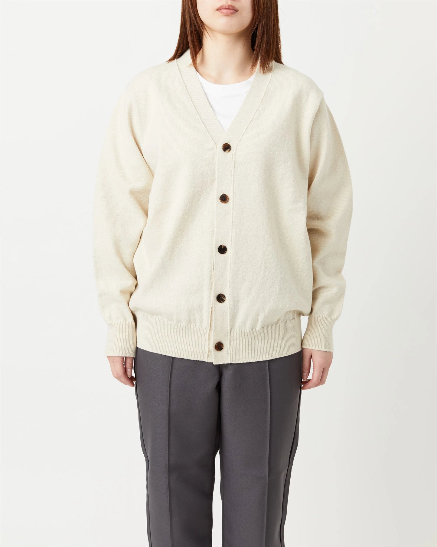 YONETOMI｜RIGID CASHMERE SWEATER Cardigan (RAW)