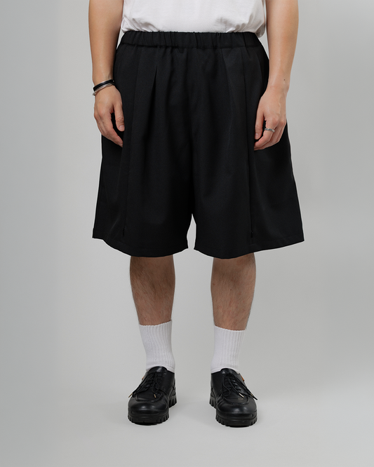 UNTRACE｜_263 KNEE SHORTS (BLACK / DARK BROWN)