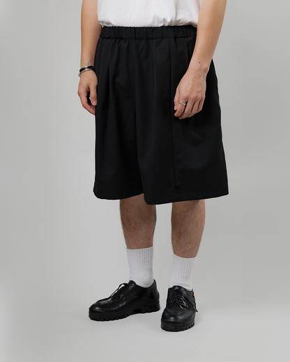 UNTRACE｜_263 KNEE SHORTS (BLACK / DARK BROWN)