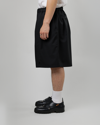 UNTRACE｜_263 KNEE SHORTS (BLACK / DARK BROWN)