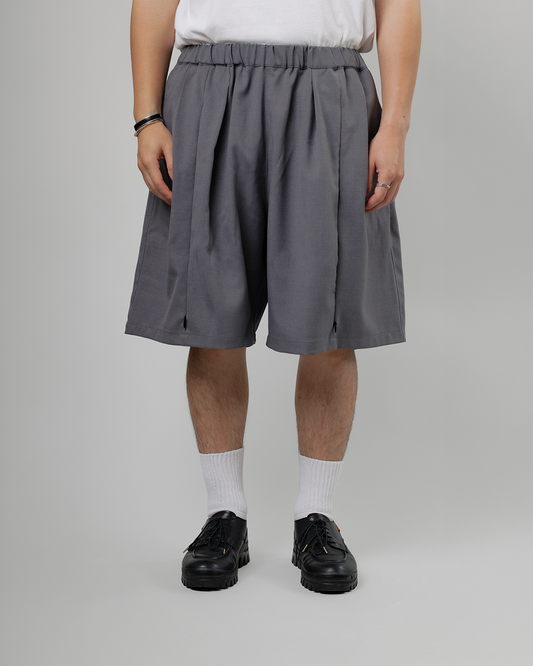 UNTRACE｜_263 KNEE SHORTS (CHARCOAL / DEEP PURPLE)