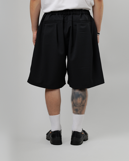 UNTRACE｜_263 KNEE SHORTS (BLACK / DARK BROWN)