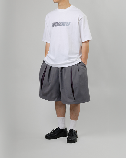 UNTRACE｜_263 KNEE SHORTS (CHARCOAL / DEEP PURPLE)