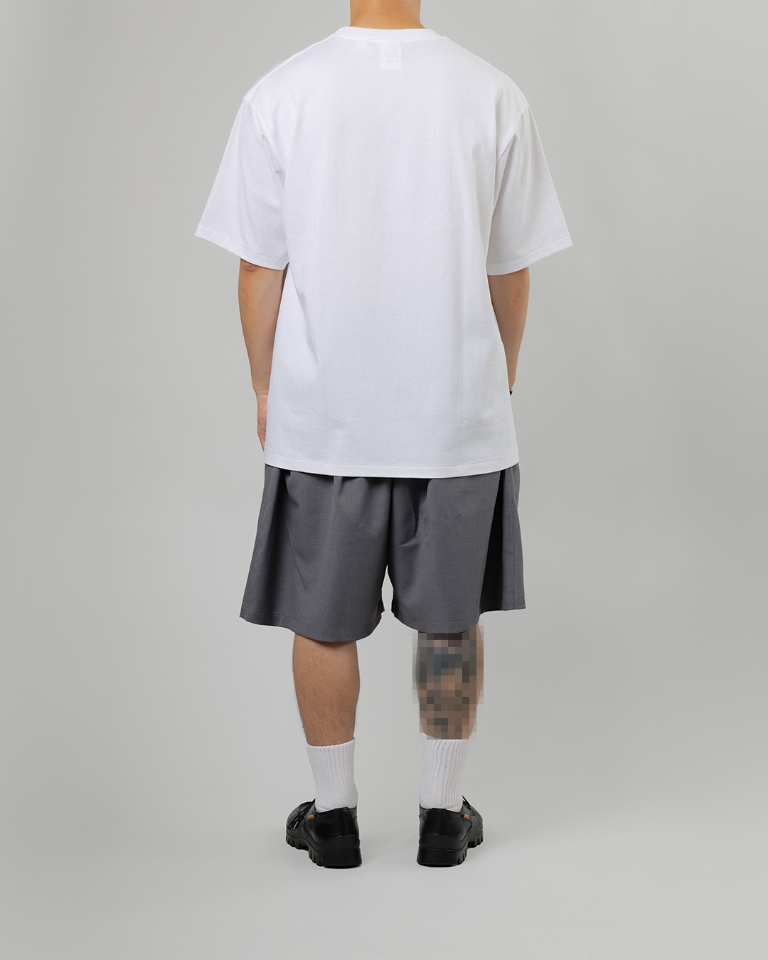UNTRACE｜_263 KNEE SHORTS (CHARCOAL / DEEP PURPLE)