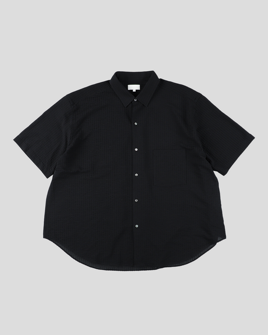 【Last 1】KANEMASA PHIL. 2025SS｜36G Linen Sucker Atmosphere S/S Shirt (BLACK)