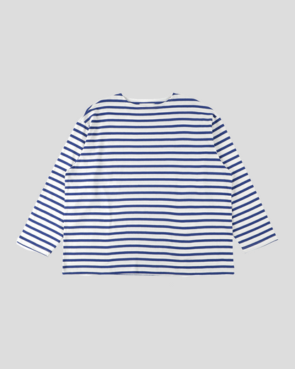 【30% OFF】tsuzuli｜BSQ BOAT NECK LONG SLEEVE (WHITE/BLUE)