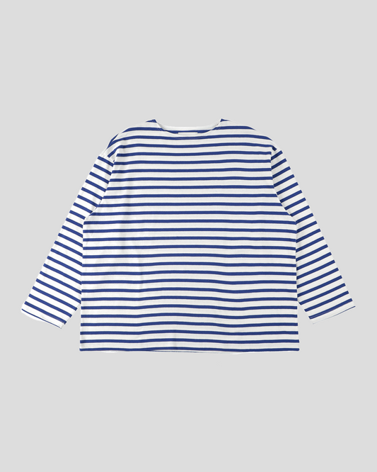 【30% OFF】tsuzuli｜BSQ BOAT NECK LONG SLEEVE (WHITE/BLUE)