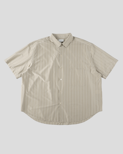 【Last 1】 KANEMASA PHIL. 2025SS｜46G Atmosphere Stripe S/S Shirt (KHAKI)