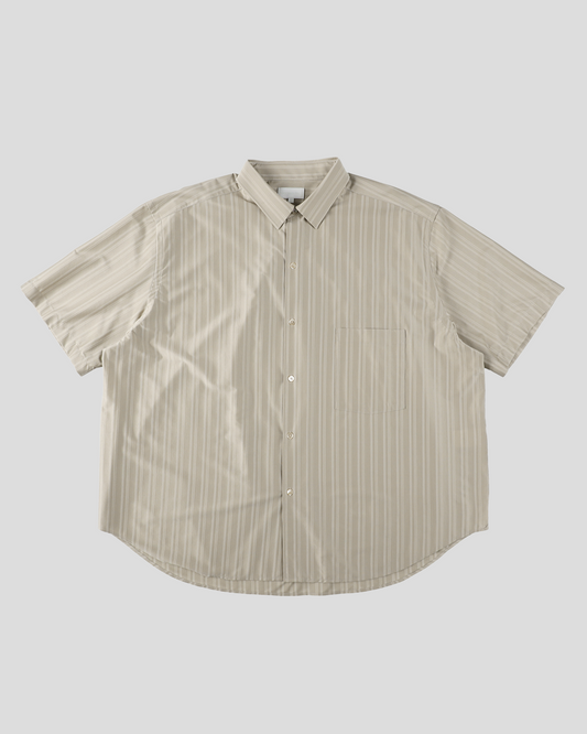 【Last 1】 KANEMASA PHIL. 2025SS｜46G Atmosphere Stripe S/S Shirt (KHAKI)