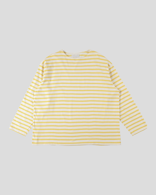 【30% OFF】tsuzuli｜BSQ BOAT NECK LONG SLEEVE (WHITE/YELLOW)
